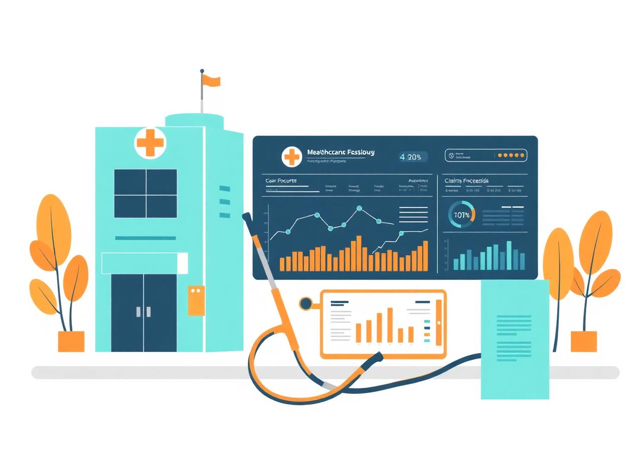Healthcare automation dashboard with hospital and claims processing